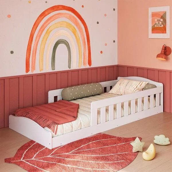 Cama Montessoriana Infantil Solteiro Proteção Lateral Encanto Completa Móveis, imagem 1 de 7