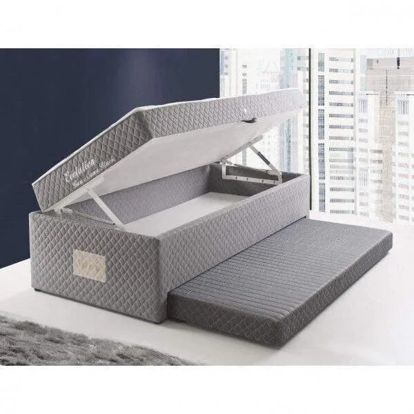 Bicama Box Solteiro Com Baú Espresso Móveis Molas Bonnel Evolution 188x88x63cm Cinza Cinza, imagem 1 de 6