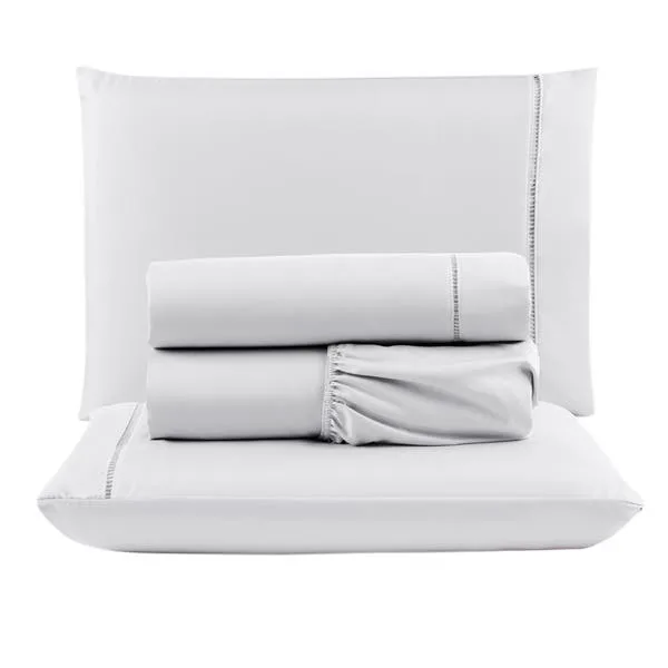 Jogo Cama Lençol Unique Casal Padrão Micro Percal 400 Fios Ponto Palito 4 Peças - Branco, imagem 1 de 3