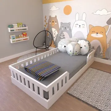Cama Infantil Montessoriana Solteiro Cori Yescasa Branco Branco