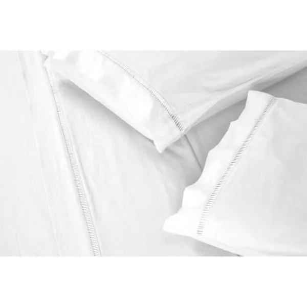 Jogo De Lençol 400 Fios Toque Suave E Macio Ponto Palito Cama Casal 3 Peças Branco Casa Dona, imagem 1 de 3