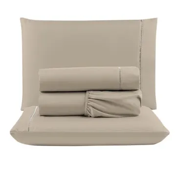 Jogo Cama Lençol Unique Casal Padrão Micro Percal 400 Fios Ponto Palito 4 Peças - Avelã