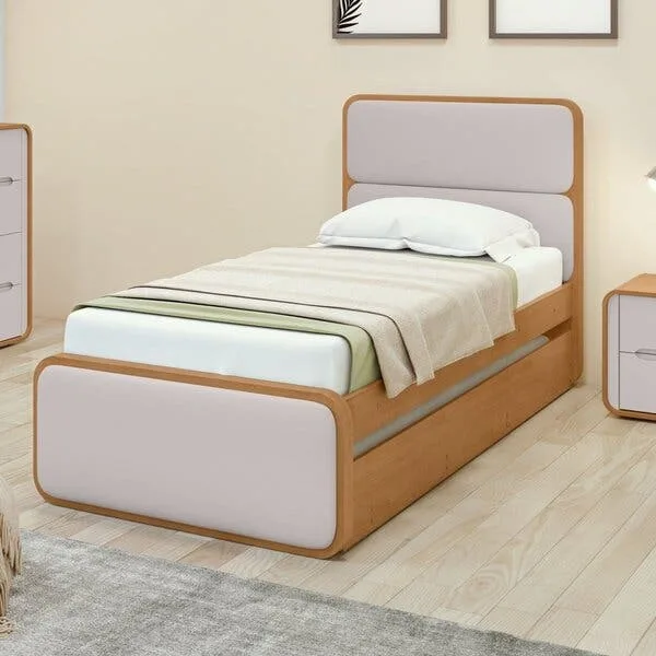 Bicama De Solteiro Corino Loop Com Cama Auxiliar Marrom Amêndoa Clean Amêndoa Clean, imagem 1 de 10