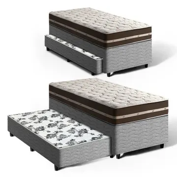 Cama Box Bicama + Colchão D' Angelis De Molas Solteiro Classic Superlastic + Auxiliar De Molas Unique Solteiro 88 cm