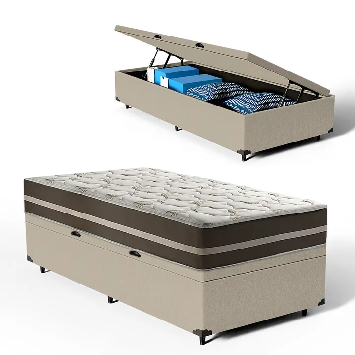 Cama Box Baú Com Colchão De Molas Ensacadas Classic Pocket Solteiro 88cm, imagem 1 de 5