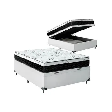Cama Box Baú Viúva 128 Sintético Branco Com Colchão Espuma D33 One Face - 58x128x188