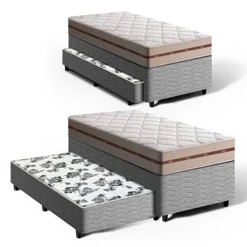 Cama Box + Colchão D' Angelis De Molas Ensacadas Solteiro Classic + Auxiliar De Espuma Unique Solteiro 88 Cm
