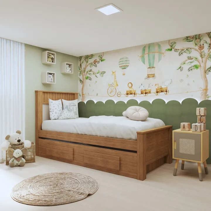 Bicama Solteiro Infantil Com 2 Gavetas Athenas Kids Marrom Amêndoa Clean/off White Amêndoa Clean/off White, imagem 1 de 10