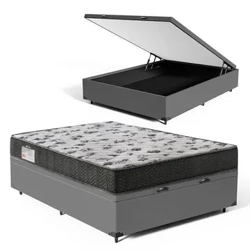 Cama Box Baú + Colchão Ortobom De Espuma D33 Iso 100 Viúva 128 Cm