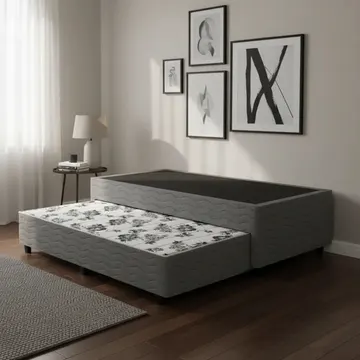 Cama Box + Auxiliar De Molas Bicama Unique Solteiro 88 cm