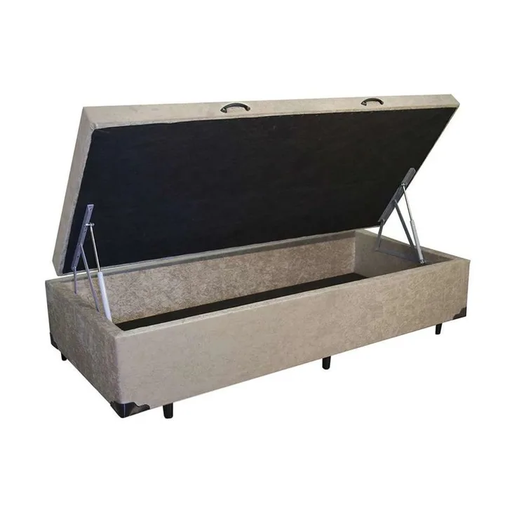 Base Cama Box Baú Solteiro Suede Bege 43x88x188, imagem 1 de 3