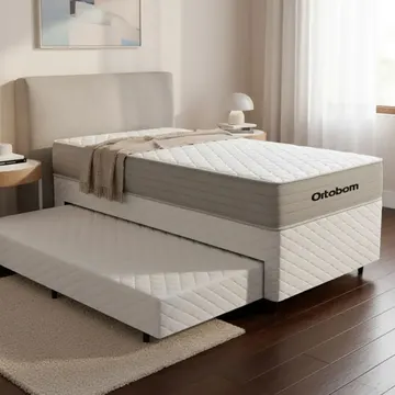 Cama Box Com Colchão De Molas Ensacadas Ortobom One Face Plenno Superpocket + Auxiliar De Espuma Solteiro 88cm