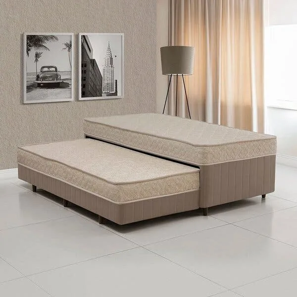 Cama Box Conjugada Solteiro 88cmx58cmx188cm Com Auxiliar Sensor Yescasa Marrom Bege/chocolate Bege /marrom Chocolate, imagem 1 de 3
