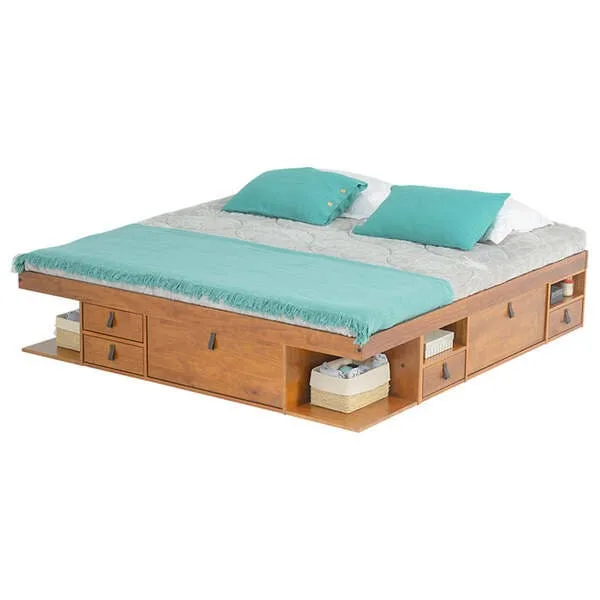 Cama King Size Com Gavetas Bali - Nozes - Meu Móvel De Madeira, imagem 1 de 10
