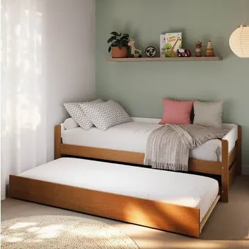 Bicama Solteiro Casatema Madeiraoriginals Em Madeira Maciça Aria Casatema Madeiraoriginals Marrom/nogueira/branco