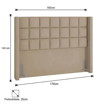 Cabeceira Cama Box Casal Queen 160cm Pisa Z37 Veludo Bege - Mpozenato