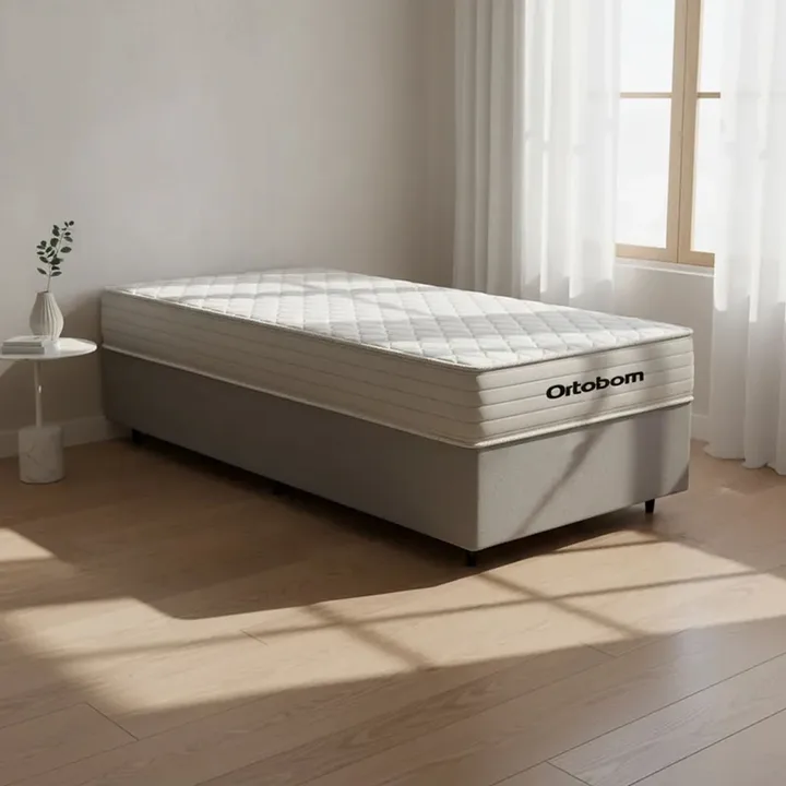 Cama Box Com Colchão De Molas Ensacadas Ortobom One Face Plenno Superpocket Solteiro 88cm, imagem 1 de 5