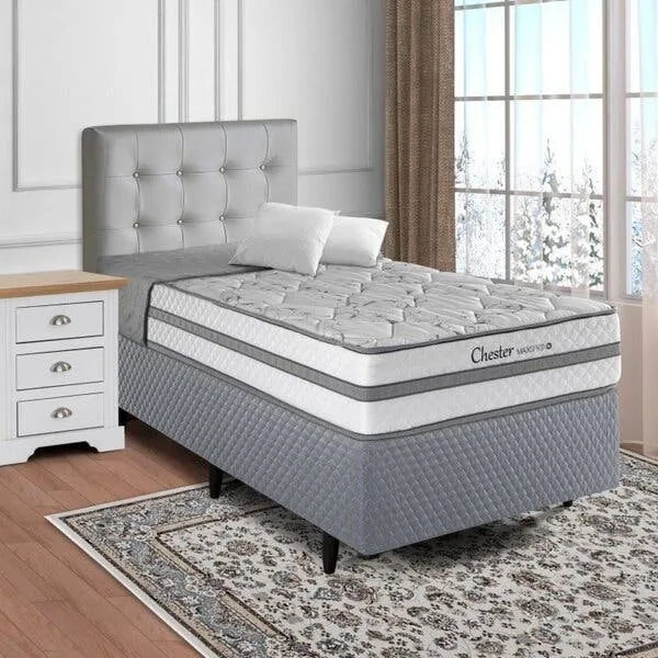 Cama Box Solteiro Molas Maxspring 88x188x24cm Chester Cinza Herval, imagem 1 de 9