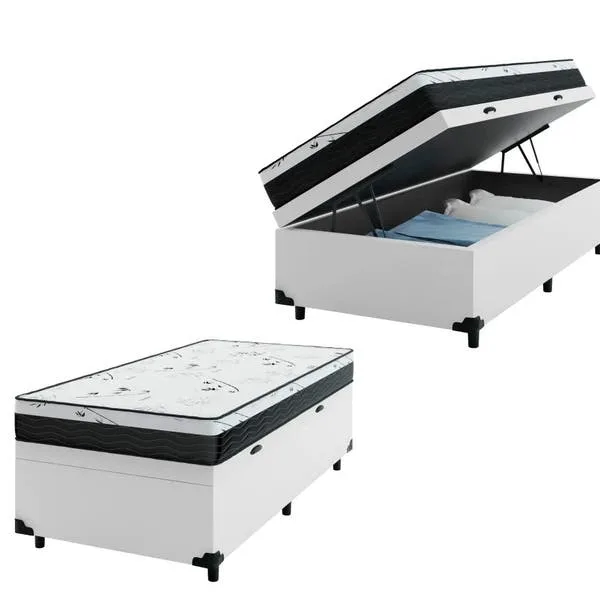 Cama Box Baú Solteiro 88 Tecido Suéde Branco Com Colchão Espuma D33 One Face, imagem 1 de 4