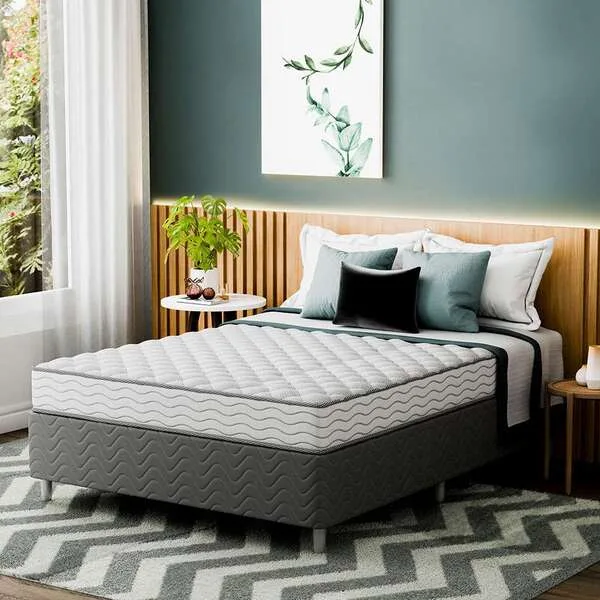 Cama Box Com Colchão Viúva Howie Espuma D33 (17x128x188) Branco E Cinza, imagem 1 de 5