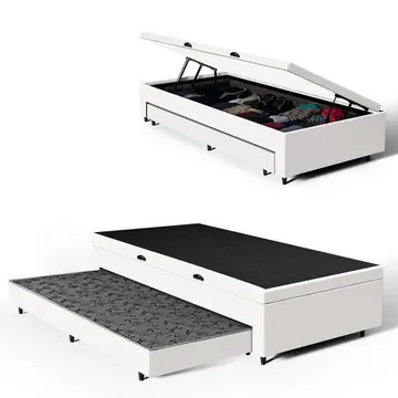 Bicama Box Com Baú E Auxiliar Solteiro 88 cm