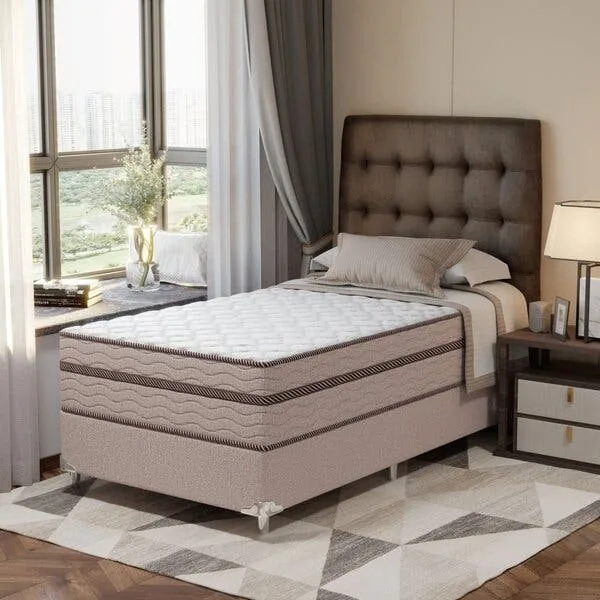 Cama Box Solteirão 108x198x63cm Molas Ensacadas Sonhare Yescasa Bege, imagem 1 de 6
