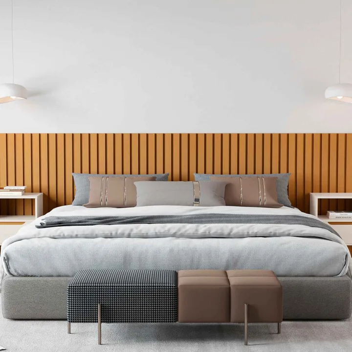 Cabeceira Ripado Para Cama King Size Maracá Nature Com 2 Mesa De Cabeceira Jatobá Offwhite - Rede Móveis, imagem 1 de 5