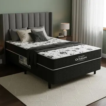 Cama Box Casal Ortobom Conjugada Union Ortopedic Espuma D28 138 Cm