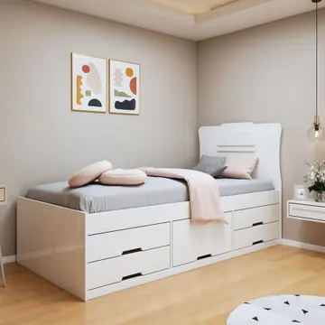 Cama Solteiro 5 Gavetas Júlia Conquista Moveis Branco Branco