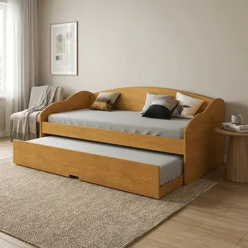 Bicama Solteiro Sofá Cama Com Rodízios Em Mdf Funny Cinamomo Marrom Cinamomo