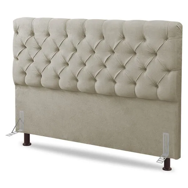 Cabeceira Cama Box Casal Queen Size Lylla 160cm Capitonê Com Frame Sintético Bege - Desk Design, imagem 1 de 6