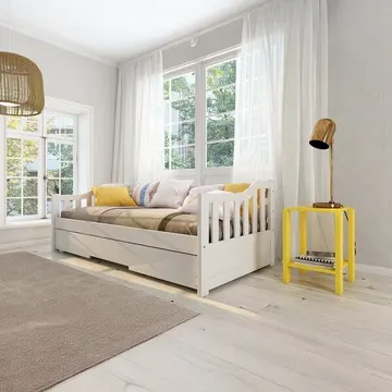 Bicama Solteiro American Estilo Sofá Em Madeira Maciça Branco Branco