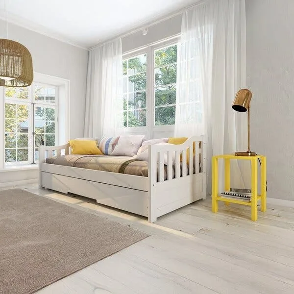 Bicama Solteiro American Estilo Sofá Em Madeira Maciça Branco Branco, imagem 1 de 4
