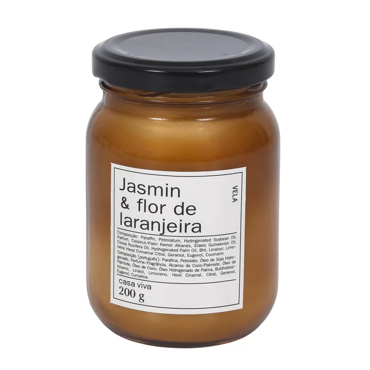 Vela Aromática Jasmin & Flor Laranjeira Âmbar Branca 8,9x6cm Casa Viva, imagem 1 de 6