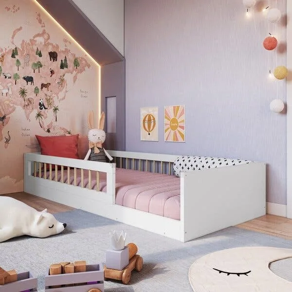 Cama Montessoriana De Solteiro Linha Affetto Branco Branco, imagem 1 de 9