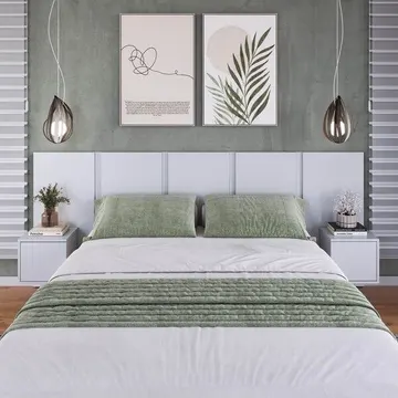 Cabeceira Para Cama De Casal Com Mesas De Cabeceira Zurique Branco Branco