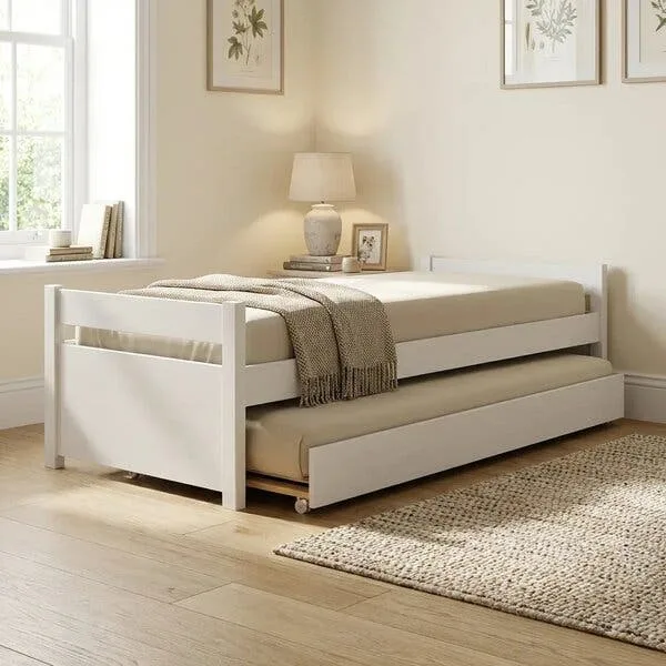Bicama Solteiro Com Auxiliar 90x190cm Madeira Dácia Branco Yescasa Branco, imagem 1 de 10