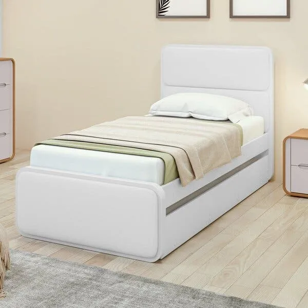 Bicama De Solteiro Corino Loop Com Cama Auxiliar Branco Branco, imagem 1 de 10