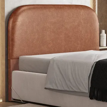 Cabeceira Cama Box Queen 160cm Orgânica Lanna W01 Couríssimo Camel - Lyam Decor