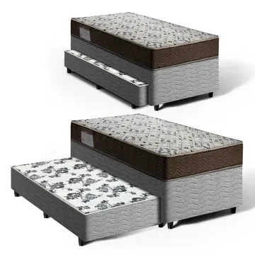 Cama Box Bicama + Colchão Ortobom De Espuma D45 Solteiro Iso 150 + Auxiliar De Molas Unique Solteiro 88 cm