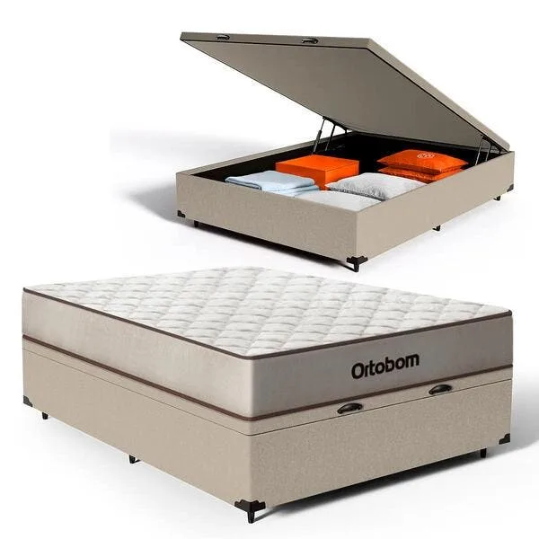 Cama Box Baú + Colchão Ortobom De Espuma D60 Double Face Force Dream - Casal 138 Cm, imagem 1 de 9