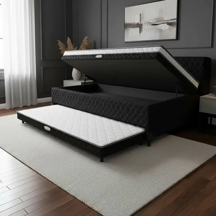 Cama Box Baú + Colchão De Espuma Acoplado E Auxiliar De Espuma Copenhague Solteiro 88 cm, imagem 1 de 5