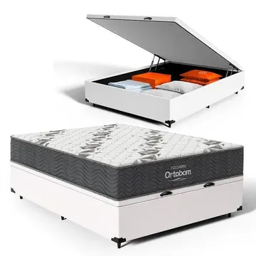 Cama Box Baú + Colchão De Espuma D33 Ortobom Airtech 100 Casal 138 cm