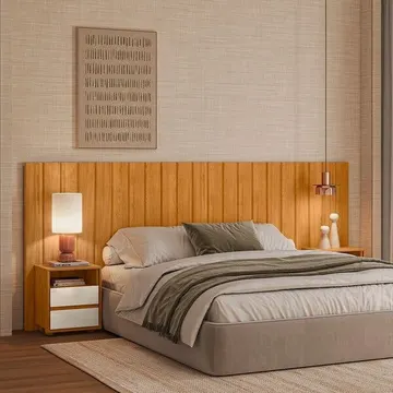 Cabeceira Extensível Para Cama Solteiro/casal/queen/king Ripada 100% Mdf Cinamomo / Off White