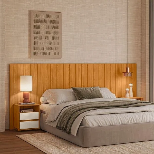 Cabeceira Extensível Para Cama Solteiro/casal/queen/king Ripada 100% Mdf Cinamomo / Off White, imagem 1 de 10