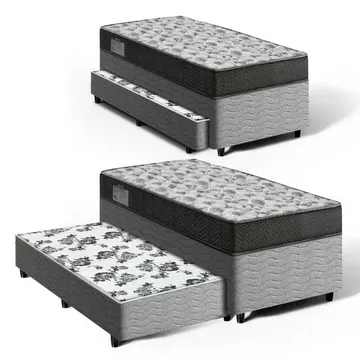 Cama Box Bicama + Colchão Ortobom De Espuma D33 Ortobom Iso 100 + Auxiliar De Molas Unique Solteiro 88 cm