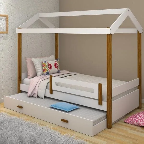 Bicama Montessoriana Isa Solteiro Branco E Mel, imagem 1 de 4