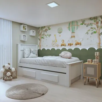 Bicama Solteiro Infantil Com 2 Gavetas Athenas Kids Branco Branco