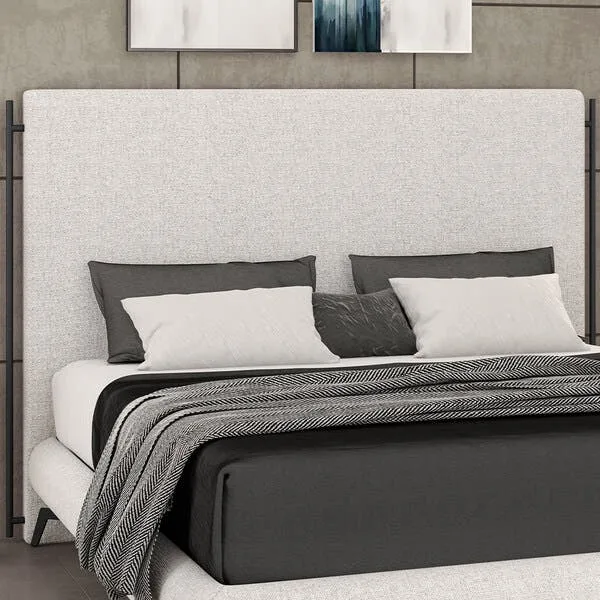 Cabeceira Cama Box King 195cm Estofada Goya P05 Linho Cinza Claro - Lyam Decor, imagem 1 de 7
